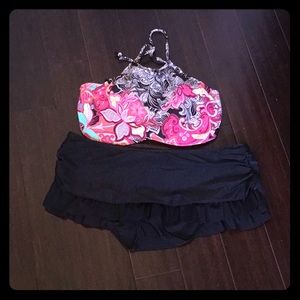 Cute Bikini HalterTop &Bikini Swim Skirt
